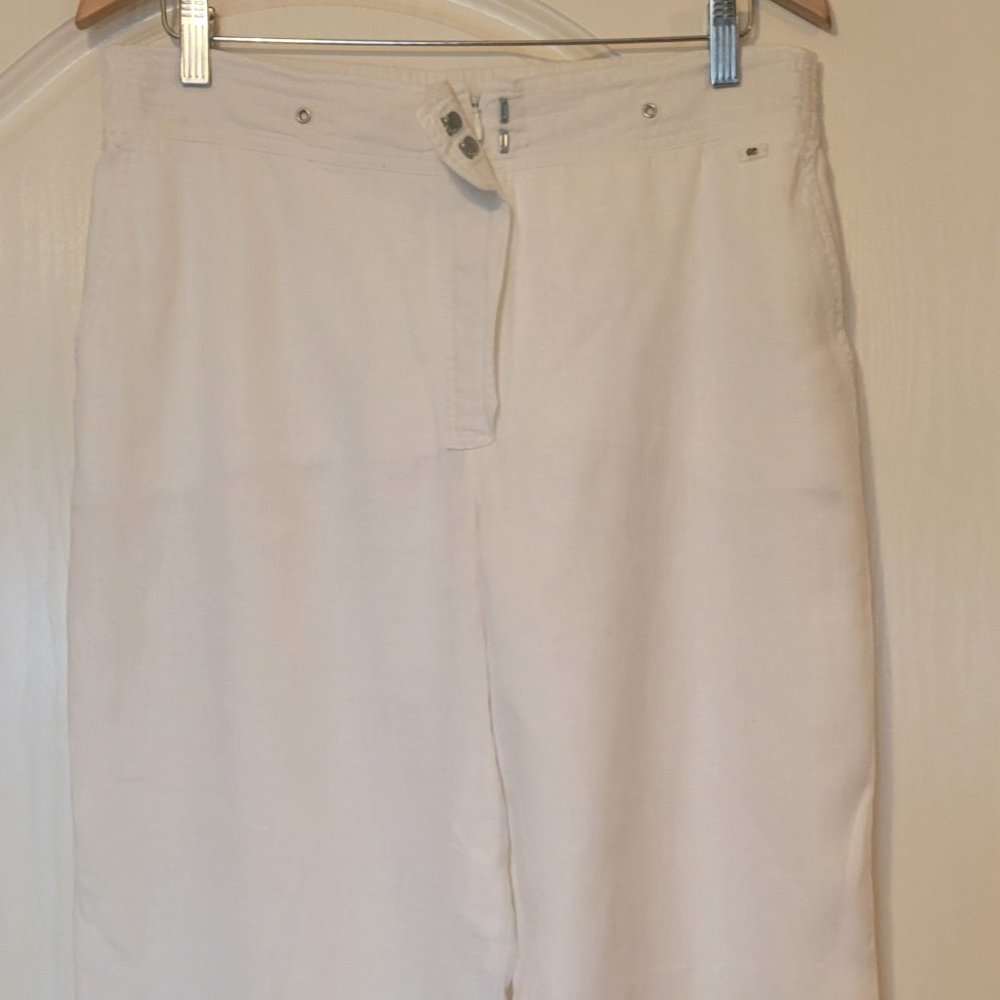 Escada Sport 100% Linen Women's White Pants Size 42 Made in Germany